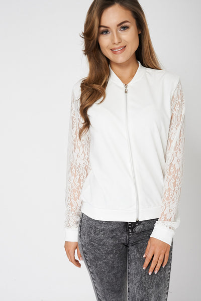 Cream Lace Sleeve Top Ex-Branded Available in Plus Sizes