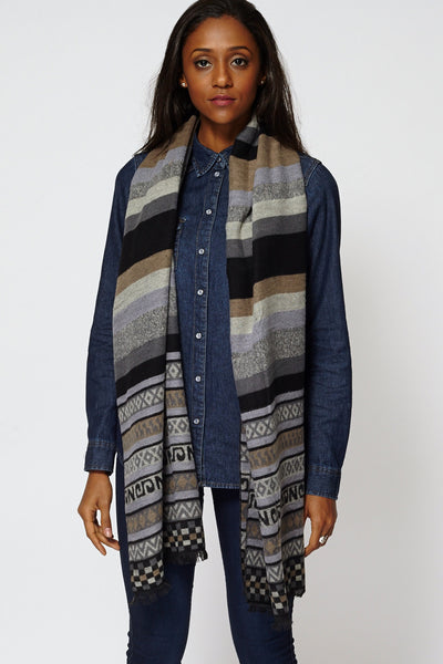 Multi-Coloured Striped Scarf