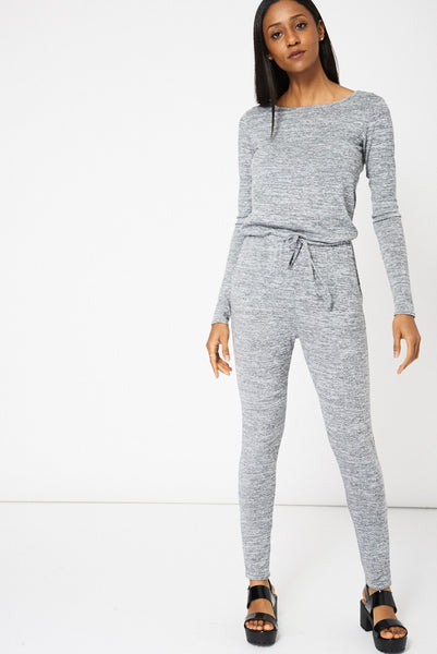 Grey Textured Jumpsuit Ex-Branded Available In Plus Sizes