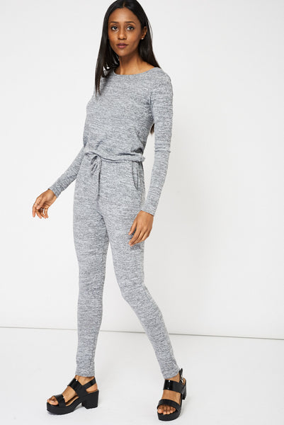 Grey Textured Jumpsuit Ex-Branded Available In Plus Sizes