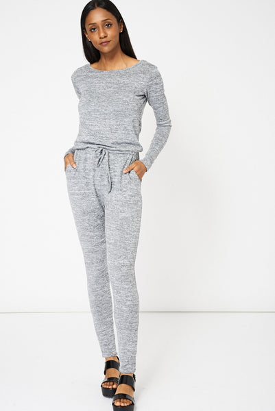 Grey Textured Jumpsuit Ex-Branded Available In Plus Sizes