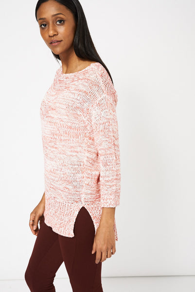 Red And White Crop Sleeve Jumper Ex-Branded Available In Plus Sizes