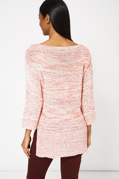Red And White Crop Sleeve Jumper Ex-Branded Available In Plus Sizes