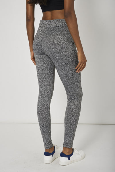 Grey Marl Keep Fit Trousers With Zip And Stud Detail