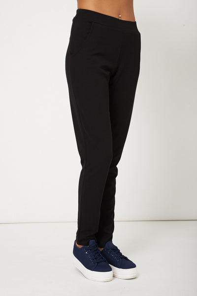 Black Textured Trousers With Front Pockets Ex-Branded