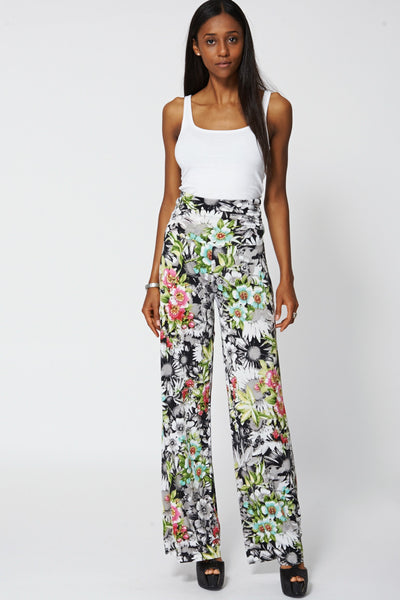 High Waisted Floral Long Palazzo Trouser