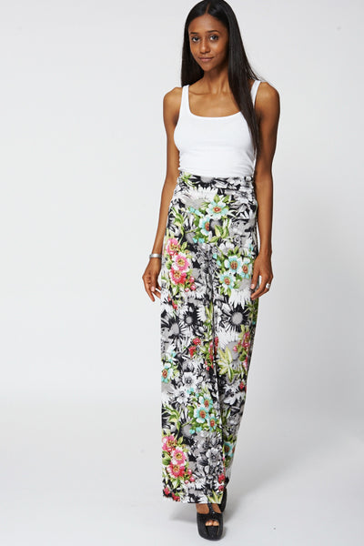 High Waisted Floral Long Palazzo Trouser