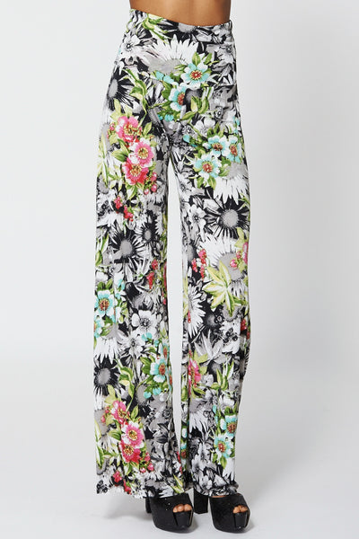 High Waisted Floral Long Palazzo Trouser