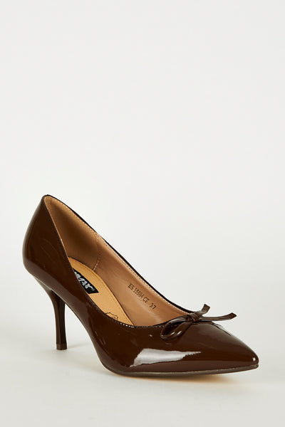 Pointed Toe Panel Court Shoes In Brown