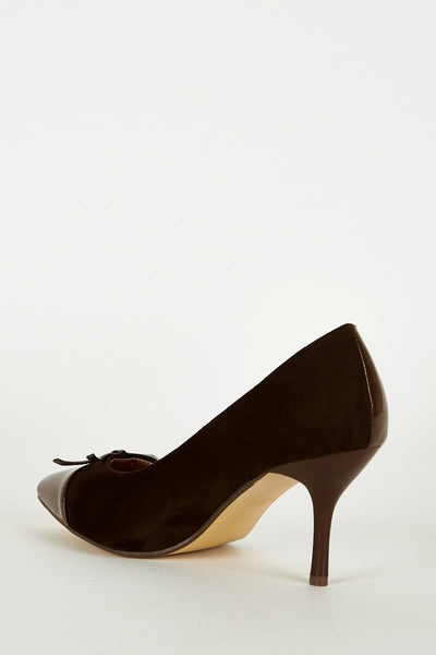 Pointed Toe Panel Court Shoes In Brown