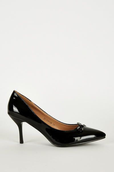 Pointed Toe Panel Court Shoes In Black