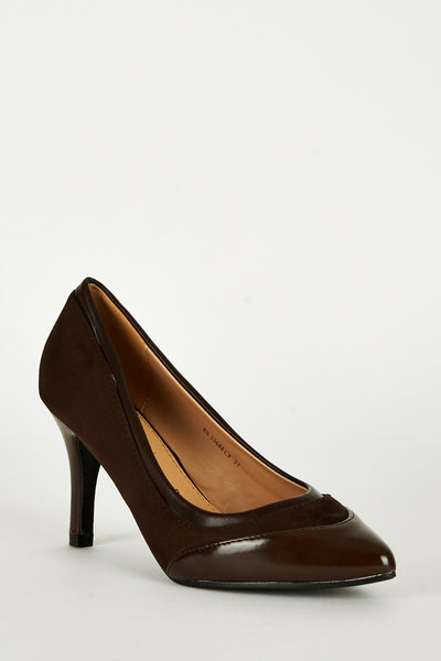 Brown Panel Pointed Court Shoes