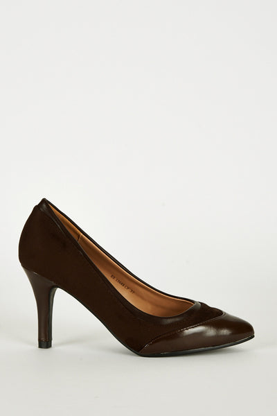 Brown Panel Pointed Court Shoes