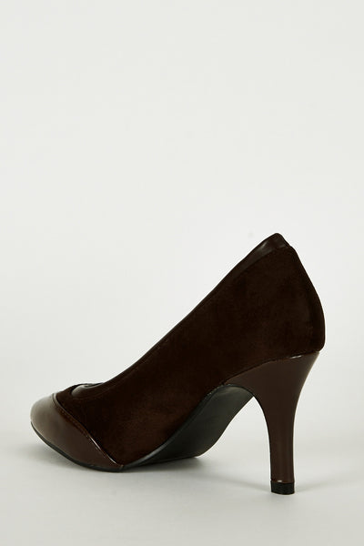 Brown Panel Pointed Court Shoes