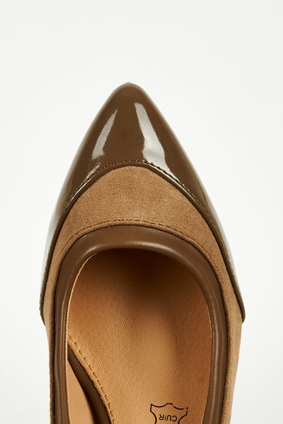 Mocha Panel Pointed Court Shoes