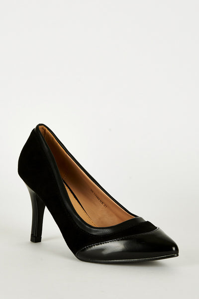 Black Panel Pointed Court Shoes