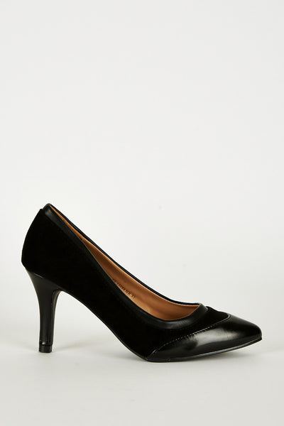 Black Panel Pointed Court Shoes