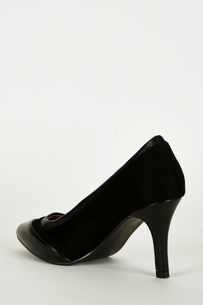 Black Panel Pointed Court Shoes