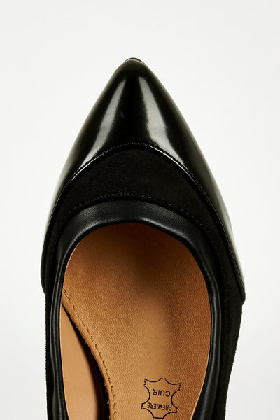 Black Panel Pointed Court Shoes