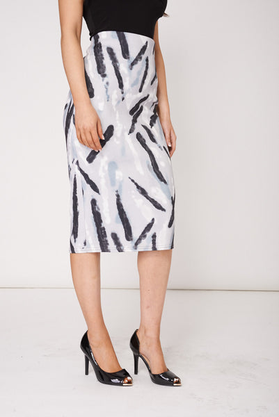 Abstract Print Scuba Skirt Available In Plus Sizes