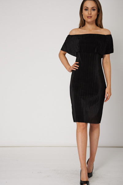 Pleated Frill Overlay Dress