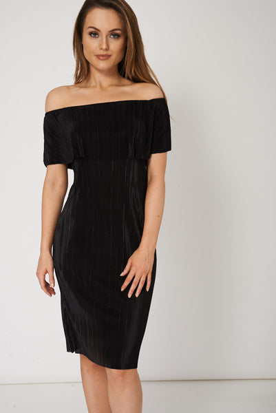 Pleated Frill Overlay Dress