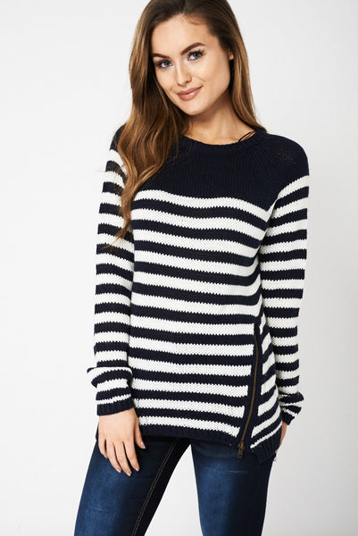 Zip Detail Jumper Ex-Branded Available In Plus Sizes