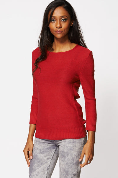 Red Slash Back Long Jumper Top