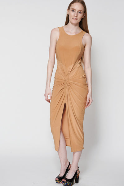 Sleeveless Knot And Drape Dress