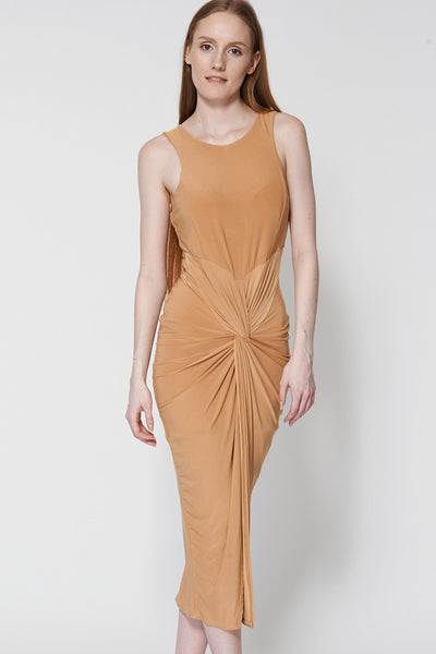 Sleeveless Knot And Drape Dress