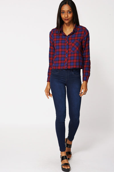 Crop Check Pattern Shirt Ex-Branded