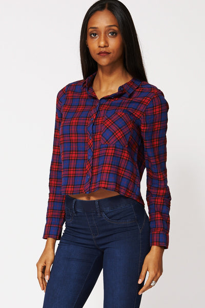 Crop Check Pattern Shirt Ex-Branded