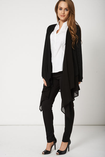 Waterfall Cardigan For Ladies In Black