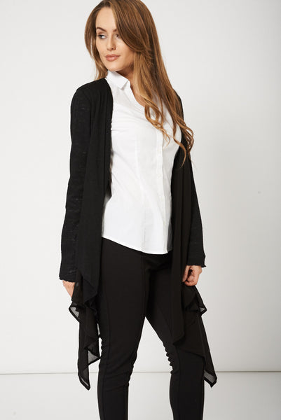 Waterfall Cardigan For Ladies In Black