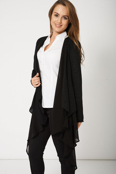 Waterfall Cardigan For Ladies In Black