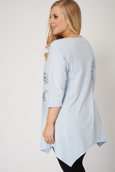 Handkerchief Hem Stretchy Tunic Top