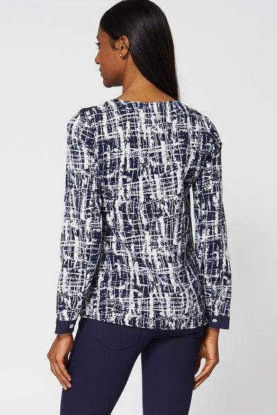 Blue And White Abstract Print Shirt Ex-Branded