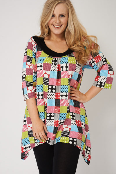 Multi Coloured Polka Dot Handkerchief Top