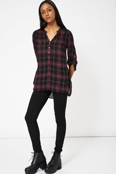 Plaid Pattern See-Through Shirt Ex-Branded