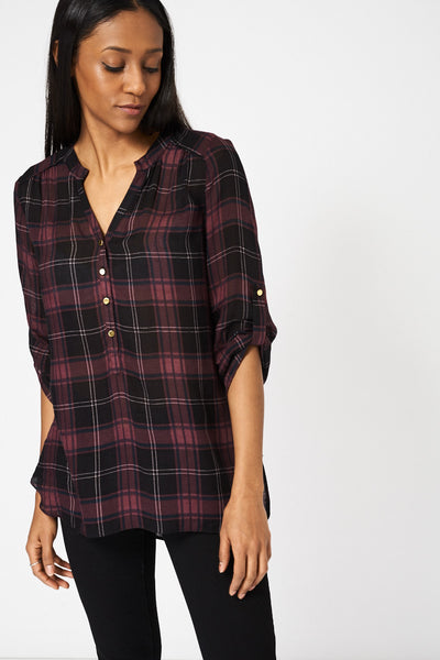 Plaid Pattern See-Through Shirt Ex-Branded