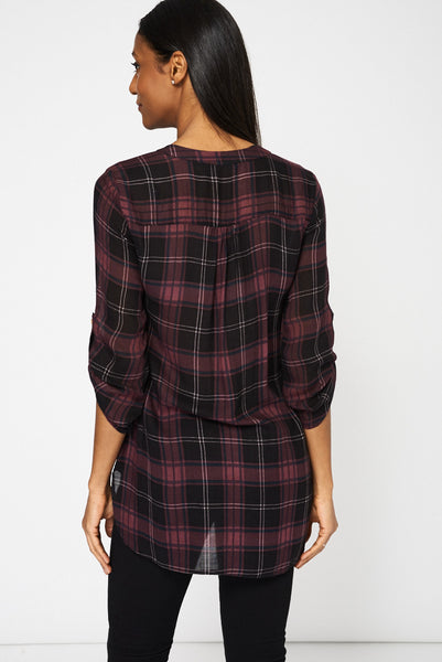 Plaid Pattern See-Through Shirt Ex-Branded