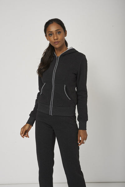 Grey Sports Zipper With Fully Lined Hood