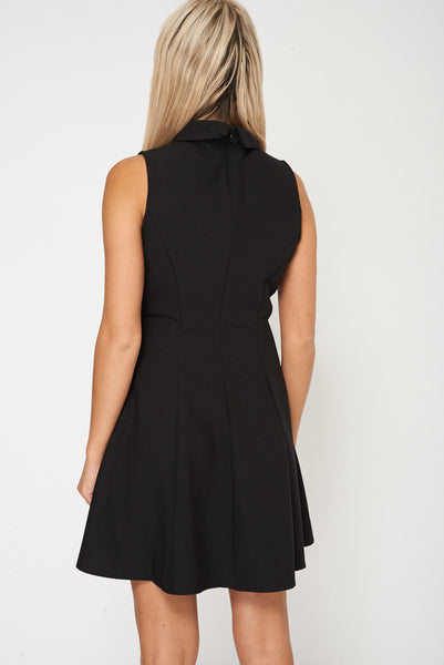 Smart Sleeveless Black Collar Office Dress