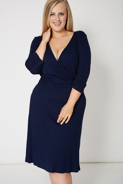 Crossover Navy Dress