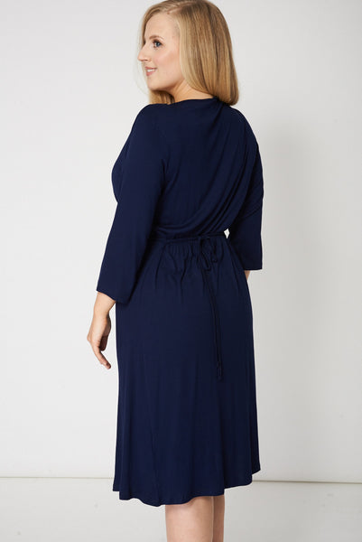 Crossover Navy Dress