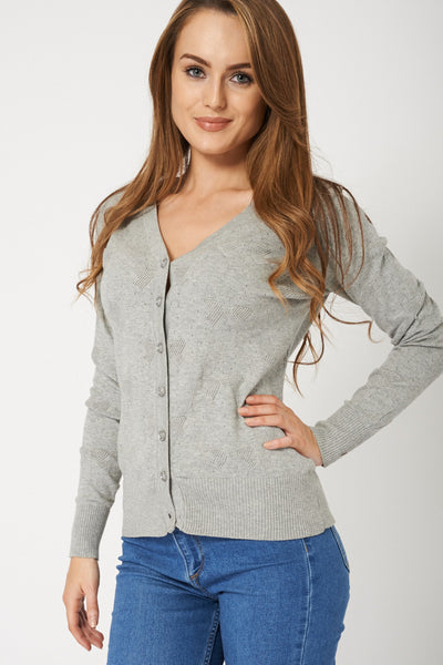 Ladies Small Button Up Grey Cardigan