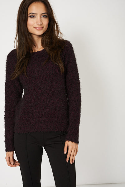 Two Tone Knitted Fluffy Jumper Ex-Branded