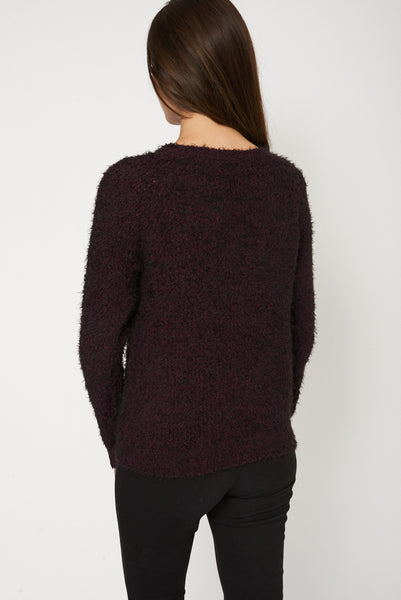 Two Tone Knitted Fluffy Jumper Ex-Branded