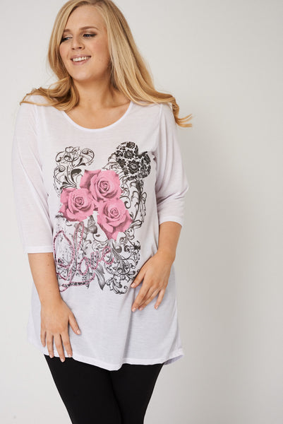 Slouchy Floral Love Print Top