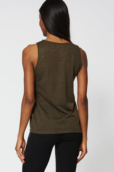 Green Sheer Lace Detail Vest Top Ex-Branded